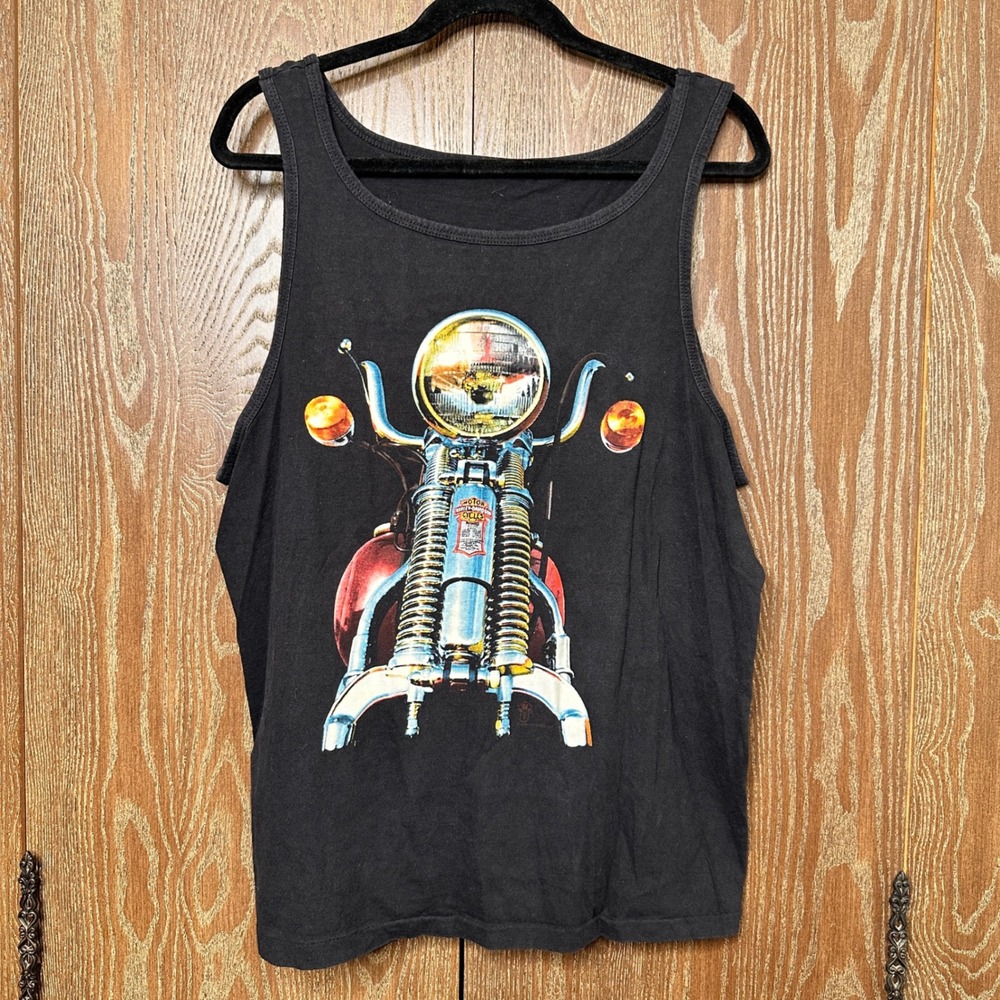 Vtg Harley Davidson Motorcycle Graphic Tank Top Black Mens XL 1999 Single Stitch